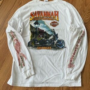 Harley Davidson Savannah Georgia Long Sleeve T Shirt size Lg Biker Built Unisex